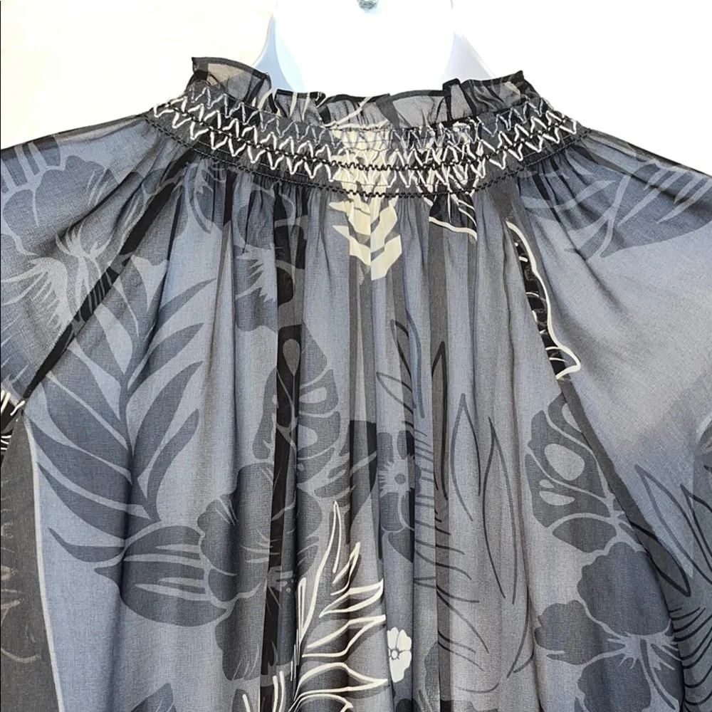 CAbi Aloha Black Long Sleeve Sheer Ruffled Blouse - Picture 12 of 16